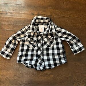 Joe Fresh Baby Buffalo Plaid Black and White Button Down